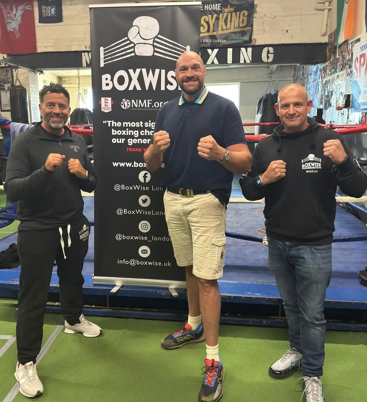 Tyson Fury with the BoxWise team in a boxing gym