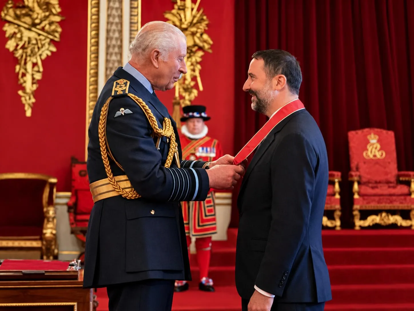 King Charles III invests Nick Maughan with the CBE at Buckingham Palace