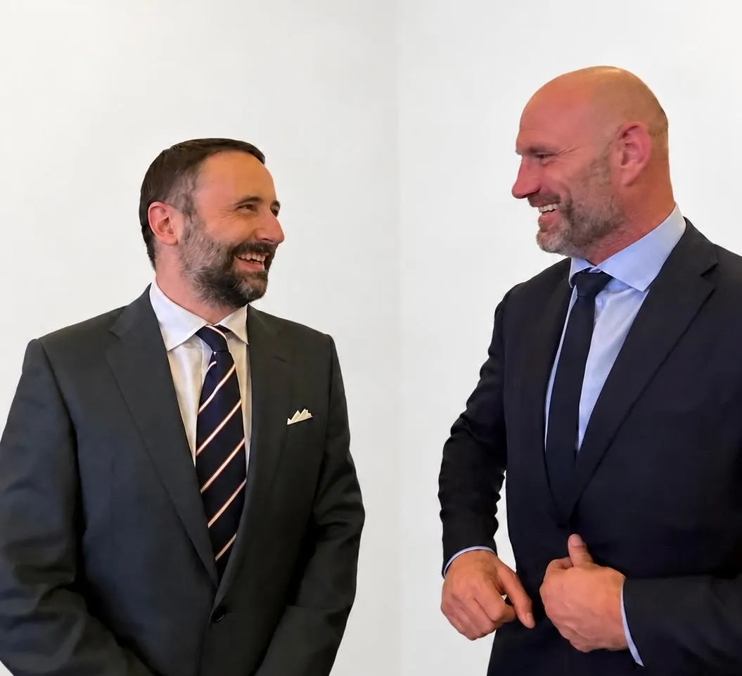 Nick Maughan with Lawrence Dallaglio, founder of Dallaglio RugbyWorks