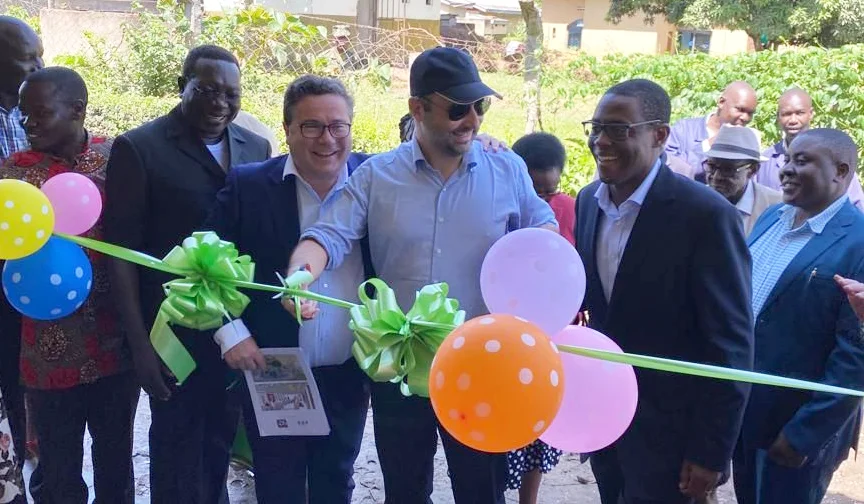 Cutting the ribbon at the maternity centre in Mbale